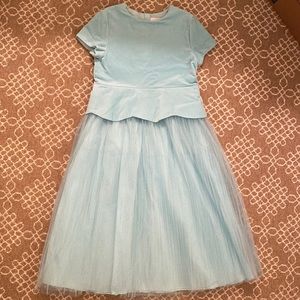 Jacadi size 12 aqua tulle and velvet party dress